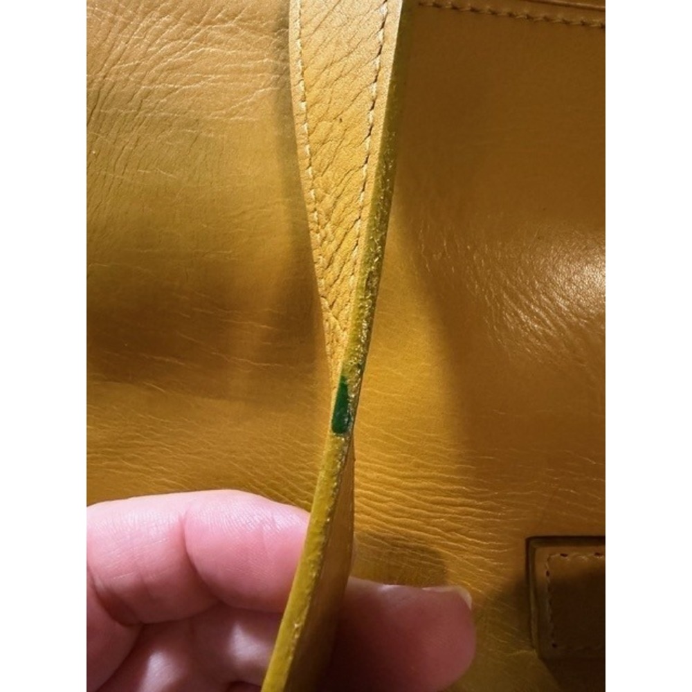 Latico Leathers Mustard Leather Satchel Handbag Zip Top Work Tote Bag Womens EUC - Picture 7 of 7